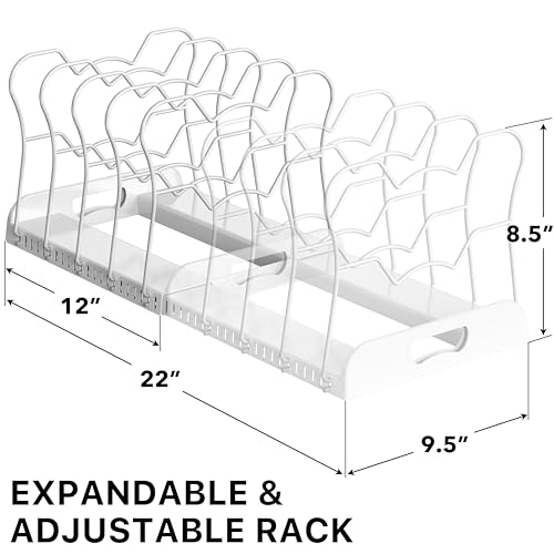 Simple Houseware Expandable Pan Rack 10 Adjustable Compartments, White - color: White, size: 10 Compartments