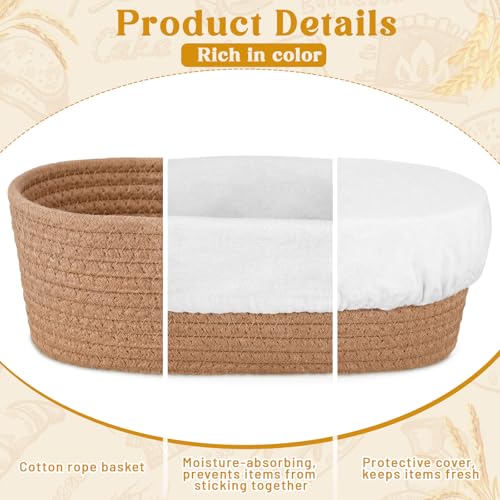 4 Pcs 10 Inch Cotton Rope Banneton Bread Proofing Basket Set Oval Banneton Basket Sourdough Bread with Liners Covers for Baking Supplies (Earth Tones) - color: Earth Tones, size: 10 Inch
