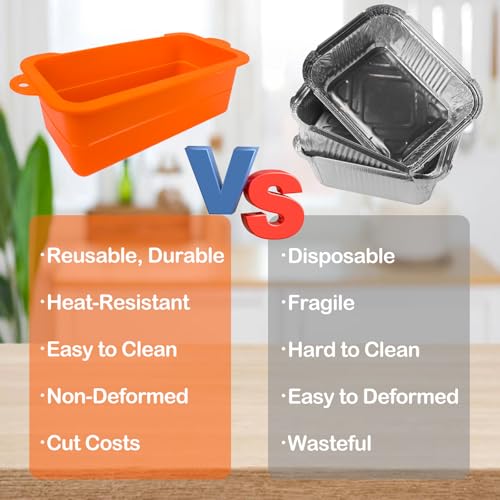 2 Pack Reusable Silicone Grease Cup Liners for Blackstone 17/22/28/36 - color: Orange