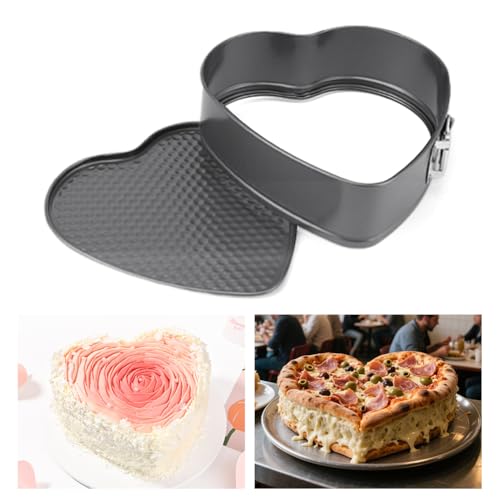3pcs Springform Pan, 7,8,9 Inch Cheesecake Pans with Removable Bottom, Carbon Steel Baking Pans Nonstick Baking Tin Cake Mould for Small Pizza Pie (Heart Shape)