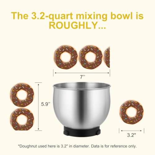 Kitchen in the box Stand Mixer,3.2Qt Mini Electric Food Mixer,6 Speeds Portable Lightweight Kitchen Mixer for Daily Use with Egg Whisk,Dough Hook,Flat Beater (White) - color: White