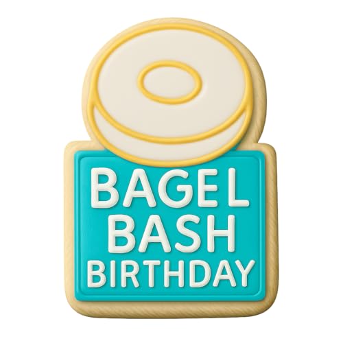 Bagel Bash Birthday Cookie Cutter & Stamp, Fondant & Clay - 2.9x4