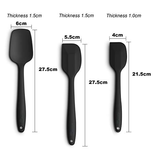 3-Piece Silicone Spatula Set, 600°F Heat Resistant, Black - color: A-Black