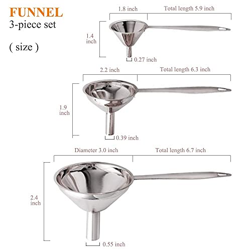 Small Funnels for Filling Bottles Stainless Steel Kitchen Funnels (Long) - size: Long-handled