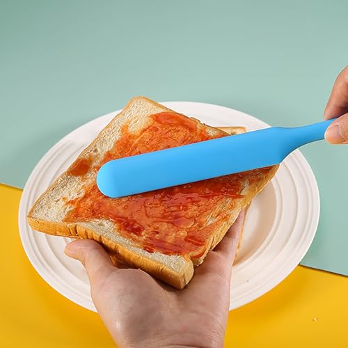 【5 Pack】Silicone Jar Spatula, Long Handle Jar Scraper Spurtle, Sourdough Spatula, Non-Stick Heat Resistant Cake Cream Spatulas Set, Small Spatulas for Kitchen Use - color: Black,Red,Orange,Blue,Green