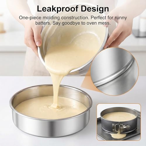 Hemoton Round Cake Pan Set of 2 Stainless Steel 7-inch