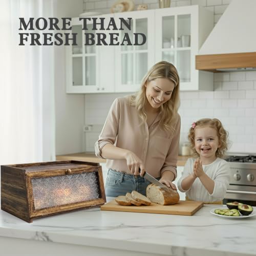 LOHASOK Bread Box for Kitchen Countertop,Charred Crabapple - color: Carbonized Crabapple, size: 1‑tier
