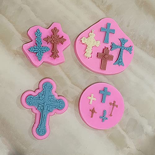 4 Pcs Small Cross Chocolate Mold Cake Candy Clay Baking Decor Supply Tool