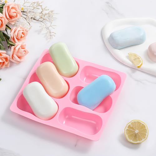 SJ Classic Soap Mold Set, 2-Pack 6-Cavity Silicone Soap Molds - color: Pink / Classic Oval
