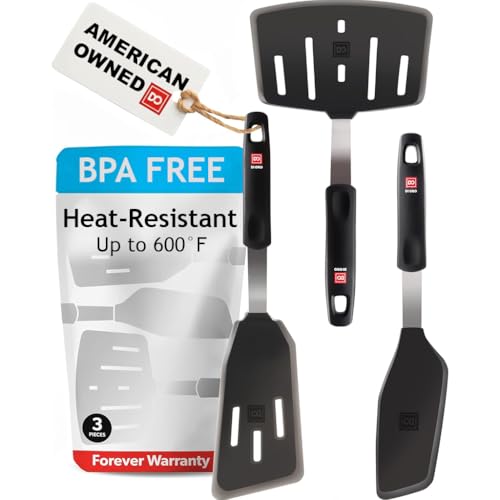 DI ORO Silicone Turner Spatula Set - 600F Heat Resistant, 3-Pc - size: Elite Set