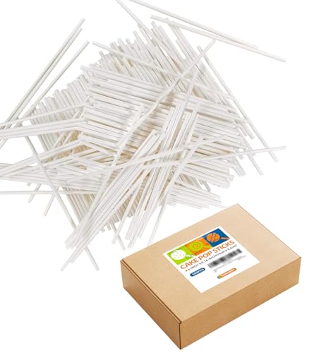 500 Count 6 INCH White Paper Lollipop Sticks,Cake Pop Sticks,Sucker Sticks for Cookies,Rainbow Candy,Chocolate,Cake Topper(Dia 4mm) - size: 6 Inch (Pack of 500)