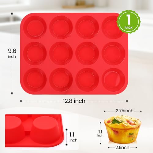 12 Cups Silicone Muffin Pans for Baking Cupcake Pan Nonstick Silicone Molds - size: 12-Cup Regular