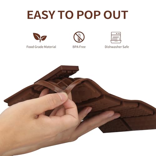 Chocolate Molds, 2Pcs Mini Silicone Chocolate Bar Mold with 100Pcs Bags, Break Apart Non-stick Small Chocolate Candy Bar Molds Wax Melt Molds for Chocolate Bar - size: 0.4Inch-Depth
