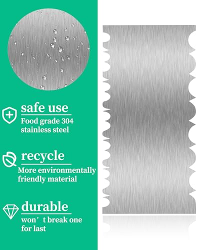 8.6 Inch Metal Cake Scraper Smoother, Edge Side Jagged Comb for Cream - size: Cake Comb-3