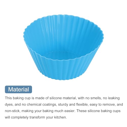 uxcell 36Pcs Silicone Cupcake Liners 2.0" Non-Stick Baking Cup Blue - color: Blue, size: 2"