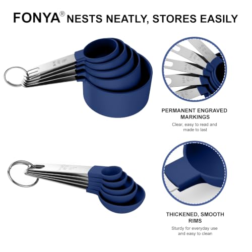 Measuring Cups and Spoons Set, 10-Piece with Stainless Steel Handles, Blue - color: Blue 10 Pcs
