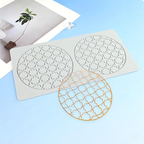 TUKE Silicone Embossing Mold Round Pane for Fondant & Clay - size: D_ Pane Pattern