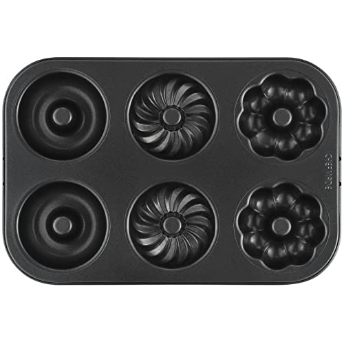 CHEFMADE Donut Pan, Nonstick 6 Cavity Pattern Doughnut Pan for Baking - style: 6 Cavity Fancy Donut