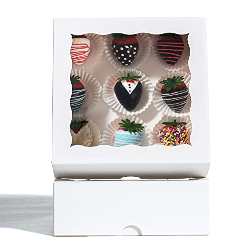 RomanticBaking 14pcs 7" x 7" x 2 1/2" Inches Bakery Boxes with Window for Pie, Cookies, Chocolate Covered Strawberries, Cakesickle, Brownies - size: 7"x7"x2 1/2"
