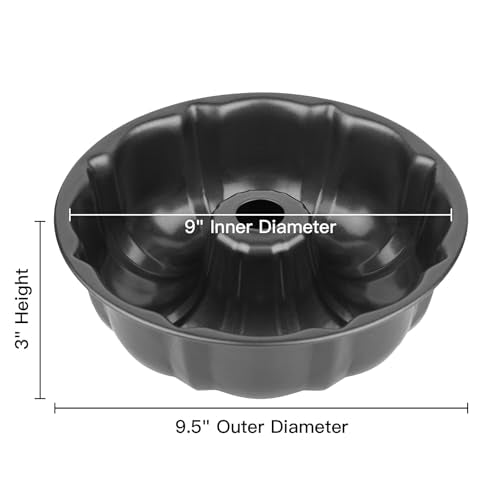 Novery 9.5" Non-Stick Carbon Steel Fluted Tube Cake Pan