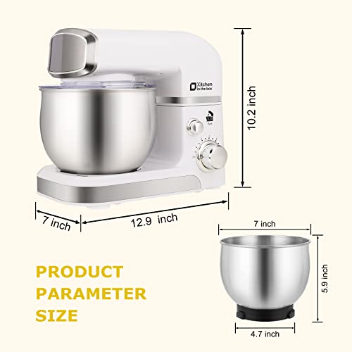 Kitchen in the box Stand Mixer,3.2Qt Mini Electric Food Mixer,6 Speeds Portable Lightweight Kitchen Mixer for Daily Use with Egg Whisk,Dough Hook,Flat Beater (White) - color: White