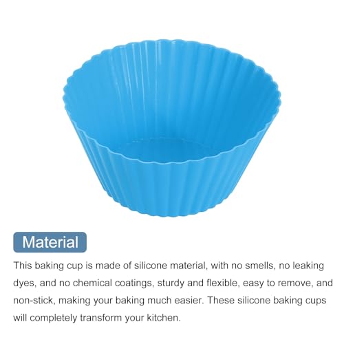 uxcell 36Pcs Silicone Cupcake Liners Non-Stick Baking Cup Blue - color: Blue, size: 3.5cm/1.4inch
