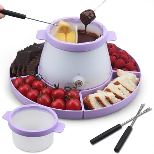 Party Desserts Electric Fondue Pot Set with 2 Pots, Melting Chocolate Warmer for Dipping, Candy & Chocolate Melting Pot, Fondue Pot Electric Set, Fondue Forks Included, 2.5 Cups, Lavender - color: Lavender
