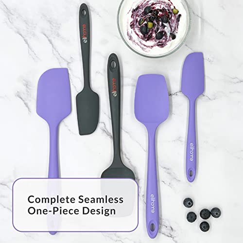 Elihome Chef Series 3 Piece Silicone Spatula Set - 600°F Heat Resistant Non Stick Rubber Kitchen Scraper Spatulas for Cooking, Baking, and Mixing – BPA Free and LFGB Certified Silicone, Purple Color - color: Purple