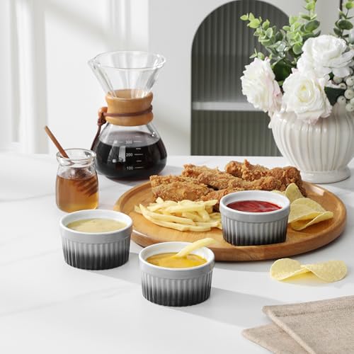 MALACASA 4 oz Ceramic Ramekins, Oven Safe Souffle Dishes, Set of 6, Grey - color: Grey, size: 4 Oz