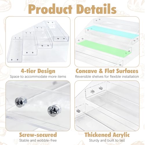 Tfwadmx 4 Tier Cookie Display Stand, Clear Acrylic Tiered Cupcake & Dessert Display Stand for Bakers, Vendors, Parties, Craft Fairs, and Market Booths