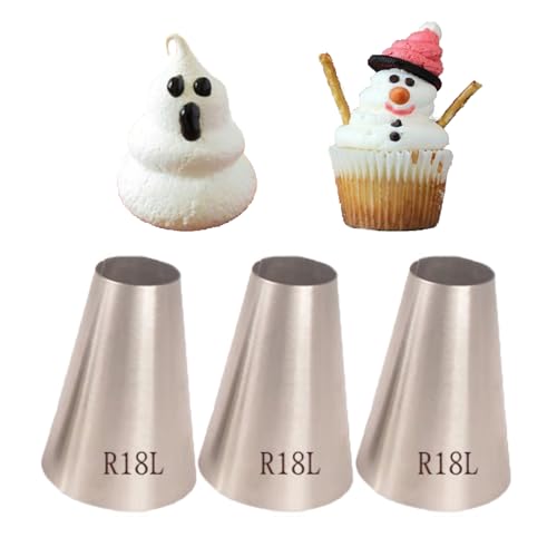 Cannoli Piping Tips Set, Extra Large Round Icing Tips R18L for Pastry - color: L
