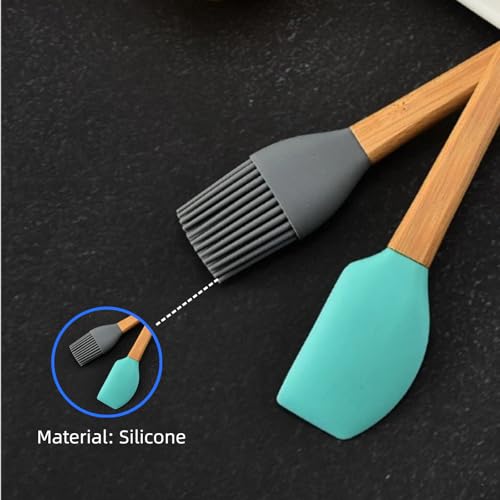 5 Piece Silicone Spatulas,Mini Rubber Spatula Bamboo Handle,Heat Resistant Silicone Set,Non-Stick Kitchen Utensils For Baking,Cooking and Stir(colorful)