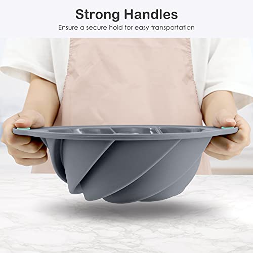 Bunte Cake Pan, Non-Stick 10-Inch Angel Food Cake Pan, Silicone Cake Mold with Metal Reinforced Frame More Strength for Long-Lasting Performance - style: Spiral Bunte Cake Pan