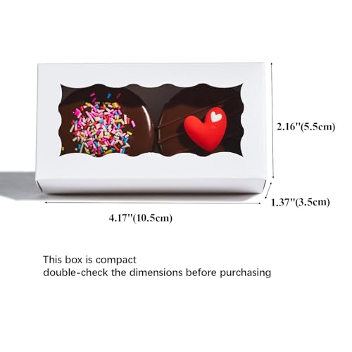 JCXGRVC 24PCS Elegant White Double Favor Boxes with Clear Window