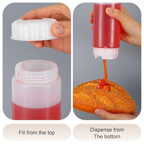 4 Pcs 20 oz Refillable Squeeze Bottles, Condiment Squeeze Bottle Plastic