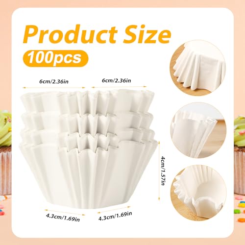 100pcs Square Cupcake Liners, 2.4x1.7x1.6 Inch Parchment Paper Baking Cups
