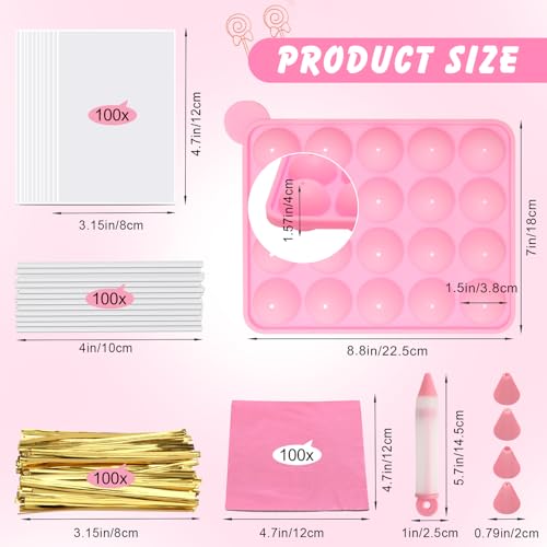 402Pcs Cake Pop Mold Kit with Stick, 20 Cavity Silicone Cake Pop Maker