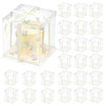 24 Pcs Clear Gift Box with Ribbon 3-Layer 10x10x12 Inch, Transparent Cake Carrier Box with Lids, PET Tall Cake Packaging Boxes, Clear Gift Boxes for Birthday,Wedding and Festival Party - size: 10*10*12 in