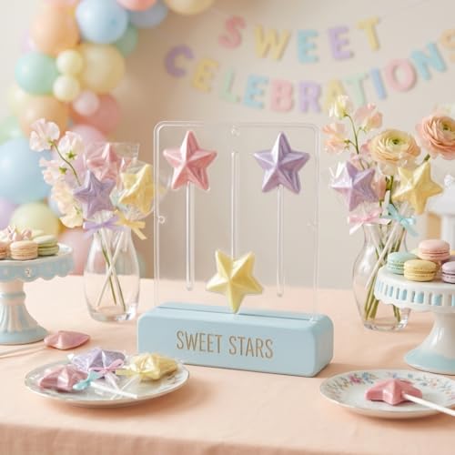 3374 Star Lollipop Chocolate Candy Mold, Clear Plastic, 3 Cavities, 2.5 Inch