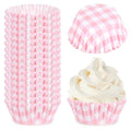 Whaline 300 Pcs Pink Plaid Cupcake Liner Paper Pink Checkered Muffin Liner Baking Cups 2 x 1.2 Inch Cute Cupcake Wrappers for Baby Bridal Shower Wedding Birthday Party Supplies - color: Pink