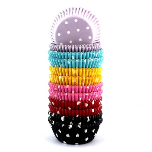 300 Pcs Rainbow Mini Polka Dots Cupcake Liners Paper Baking Cups
