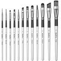 Nicpro 12pcs Artist Paint Brush Set, Paint Brushes for Acrylic Painting - color: Silver
