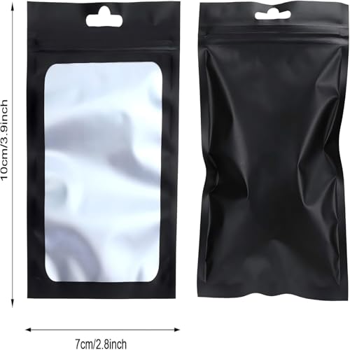 Boao 100 Pcs Resealable Foil Food Storage Bags,2.8 x 4 Inch,Black - color: Black, size: 2.8 x 4 Inch