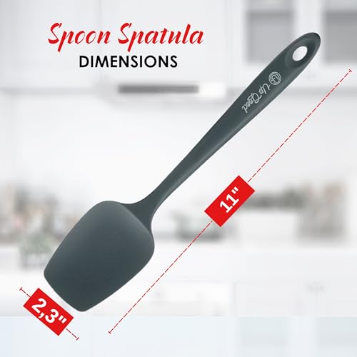 Silicone Spoon Spatula - 600ºF Heat-Resistant Non-Stick Rubber Spoonula | Use as Silicone Kitchen Scraper Utensil - Baking and Cooking Strong Stainless Steel Core | UpGood Kitchen Utensils, (Grey) - color: Gray