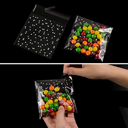 400PCS White Polka Dot Treat Bags and Sticker Set, 3.94x3.94IN - size: 3.94 x 3.94 Inches