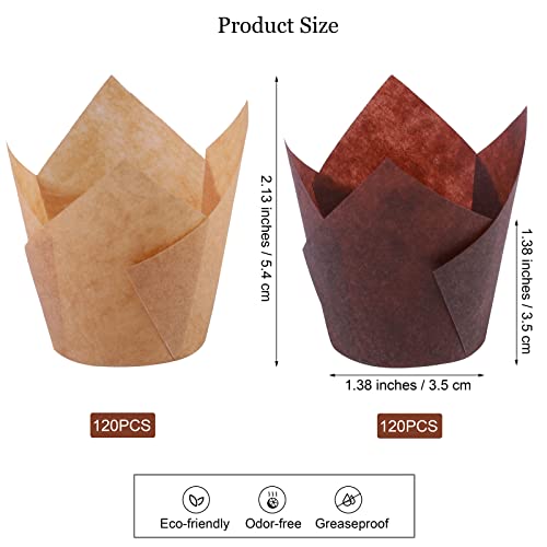 Aodaer 240 Pcs Mini Cupcake Liners Muffin Liners Baking Cups - color: Brown,Natural