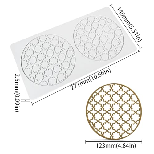 TUKE Silicone Embossing Mold Round Pane for Fondant & Clay - size: D_ Pane Pattern