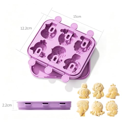 2pcs Animal Popsicle Molds for Kids,Mermaid Ice Cream Molds (Mermaid)