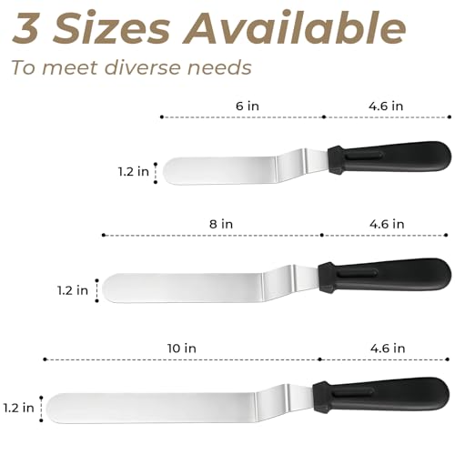 3 PCS Icing Spatulas, Offset Spatula 6/8/10 inch