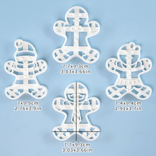 4Pcs Gingerbread Man Cookie Cutters Christmas Embossing Molds for Baking - color: Xmas Gingerbread
